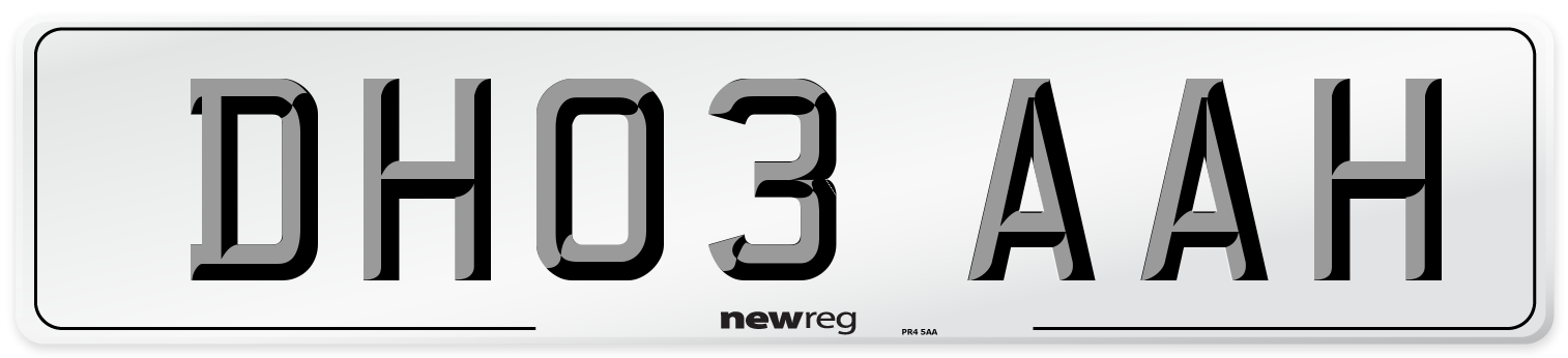 DH03 AAH Number Plate from New Reg